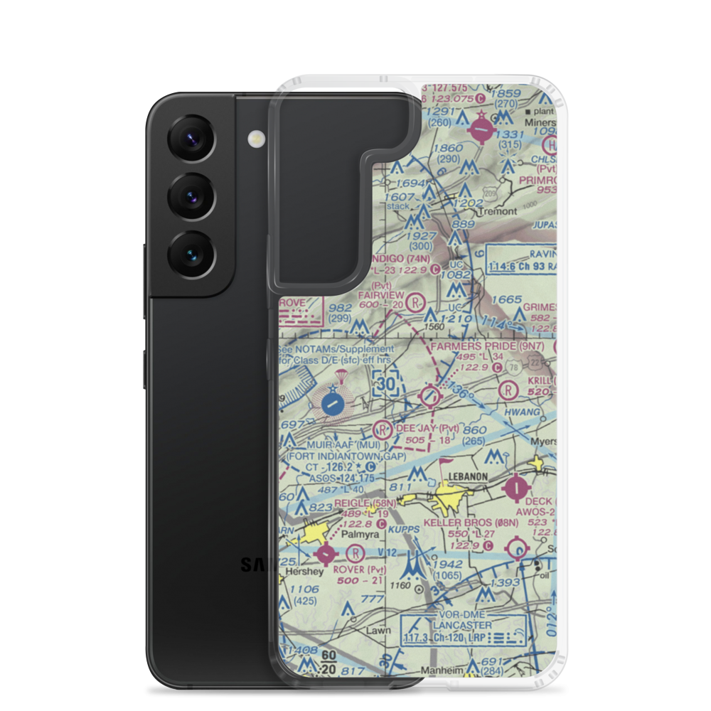 Dutch Country Egg Farms Airport (PS35) VFR Sectional Samsung Case Samsung Galaxy S22 model shown