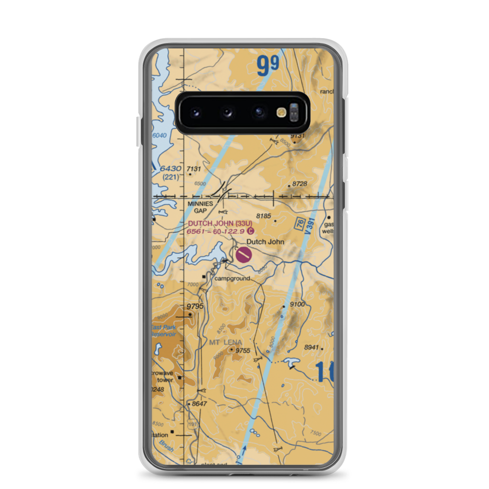 Dutch John Airport (33U) VFR Sectional Samsung Case Samsung Galaxy S10 model shown