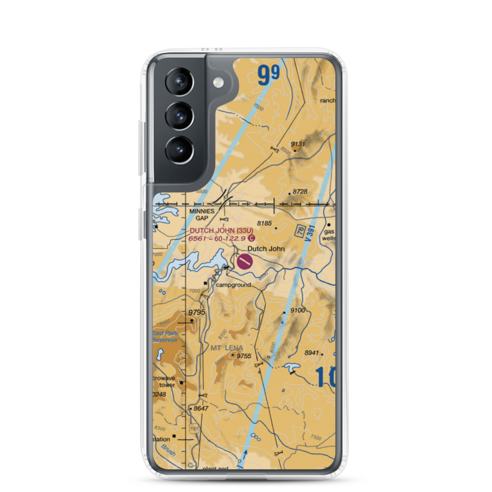Dutch John Airport (33U) VFR Sectional Samsung Case Samsung Galaxy S21 model shown