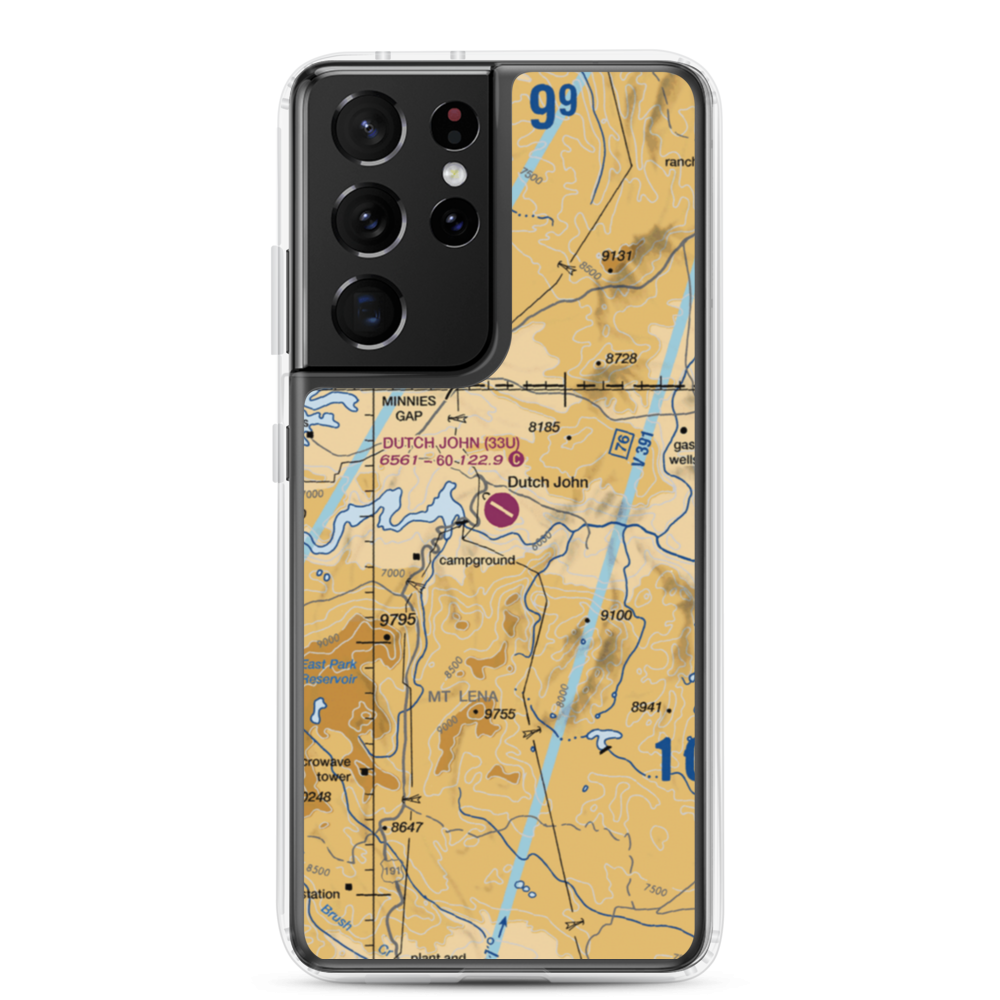 Dutch John Airport (33U) VFR Sectional Samsung Case Samsung Galaxy S21 Ultra model shown