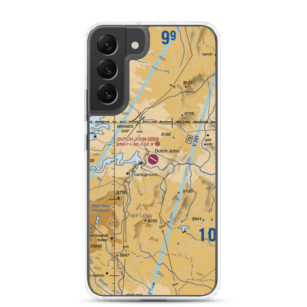 Dutch John Airport (33U) VFR Sectional Samsung Case Samsung Galaxy S22 Plus model shown