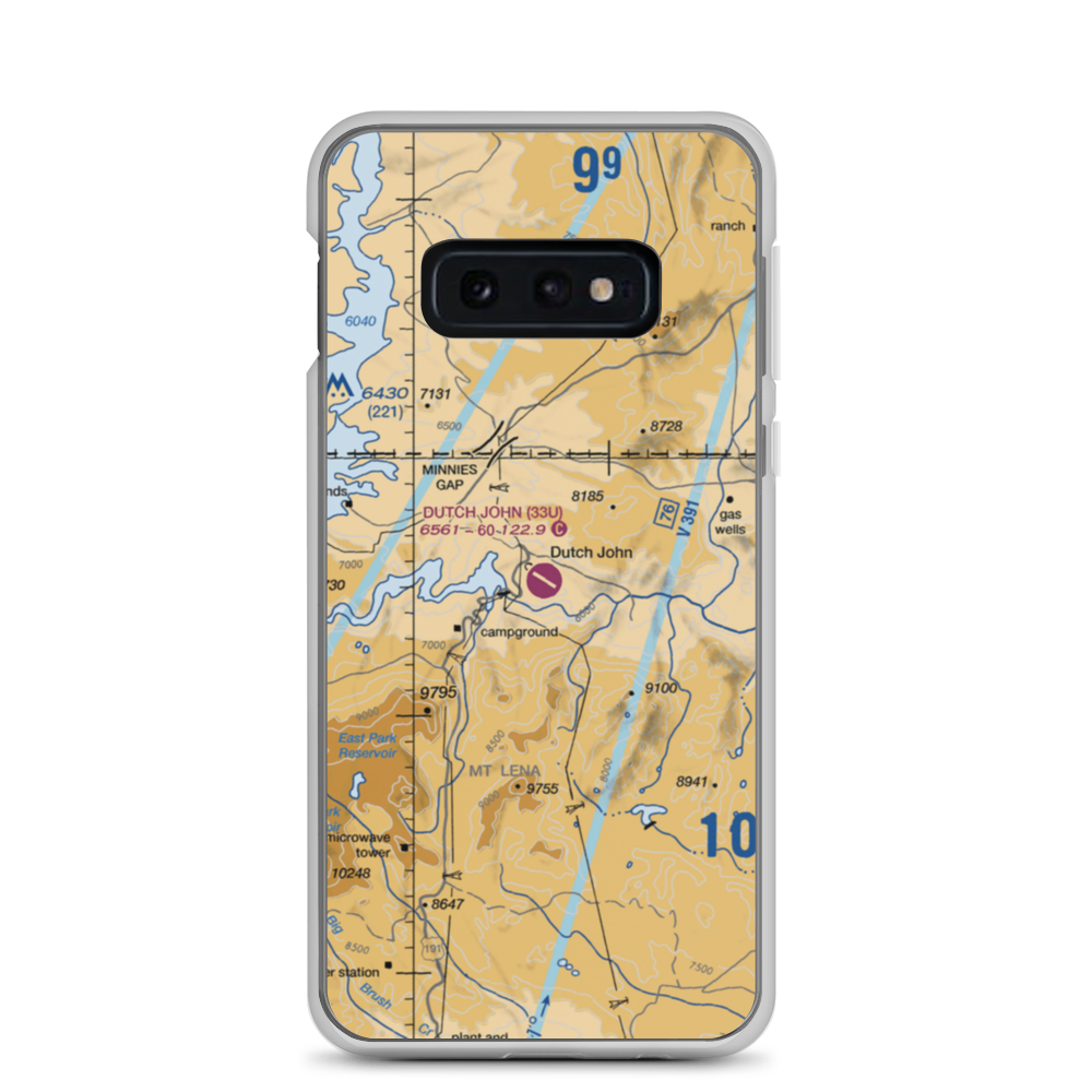 Dutch John Airport (33U) VFR Sectional Samsung Case Samsung Galaxy S10e model shown