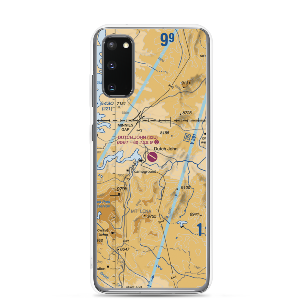 Dutch John Airport (33U) VFR Sectional Samsung Case Samsung Galaxy S20 model shown