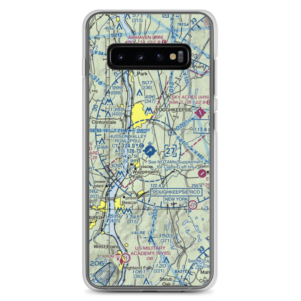 Dutchess County Airport (POU) VFR Sectional Samsung Case Samsung Galaxy S10+ model shown