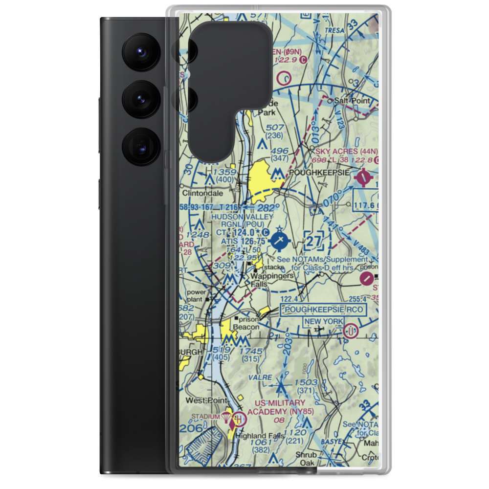 Dutchess County Airport (POU) VFR Sectional Samsung Case Samsung Galaxy S22 Ultra model shown