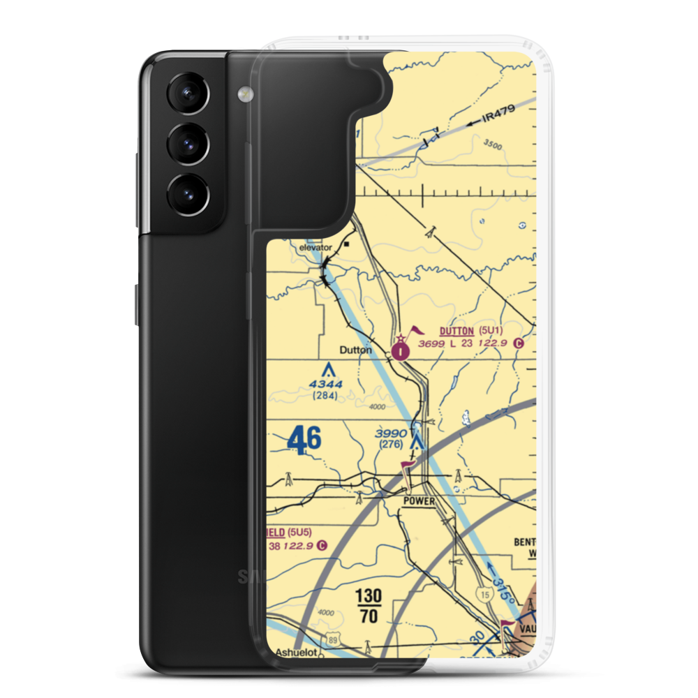 Dutton Airport (5U1) VFR Sectional Samsung Case Samsung Galaxy S21 Plus model shown