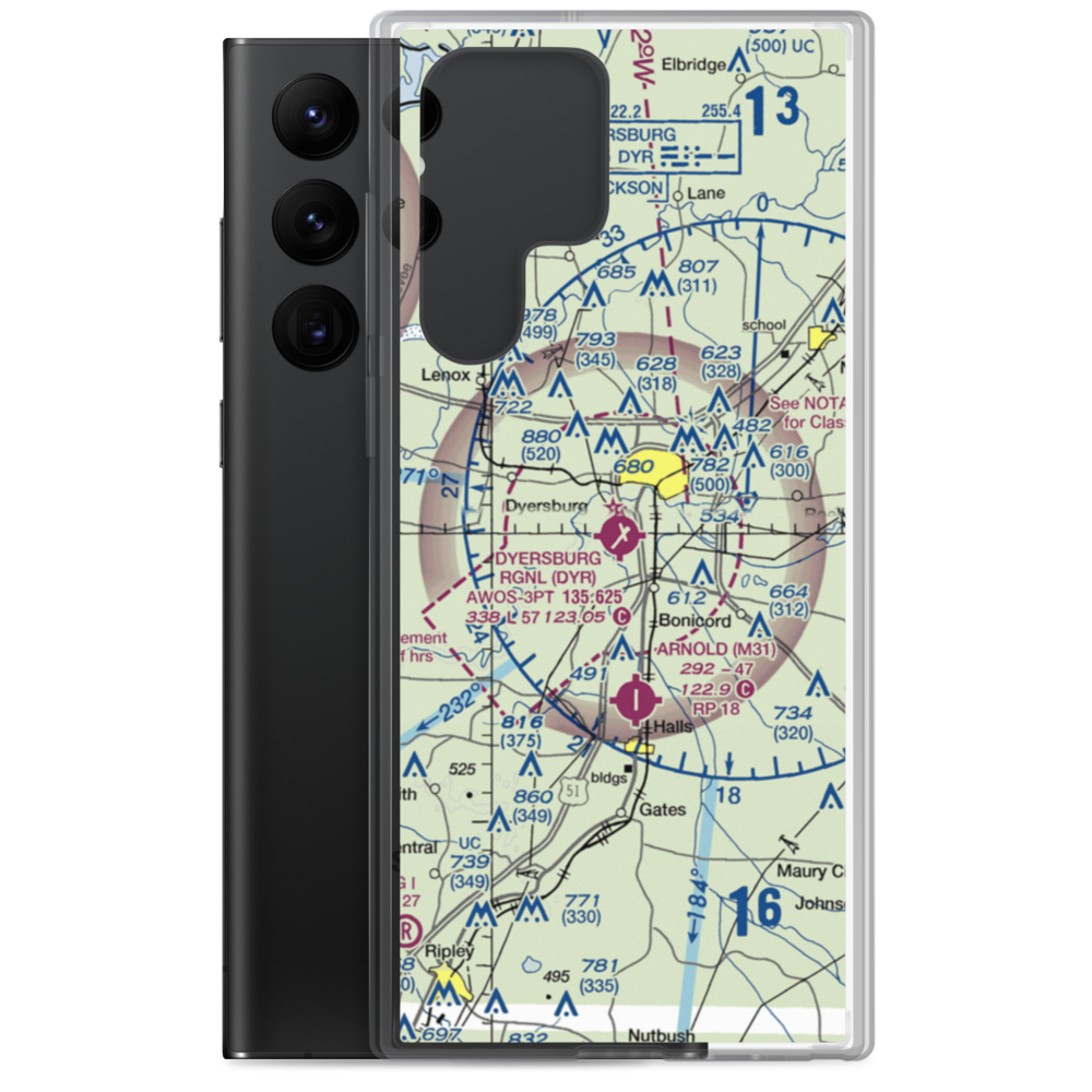 Dyersburg Regional Airport (DYR) VFR Sectional Samsung Case Samsung Galaxy S22 Ultra model shown