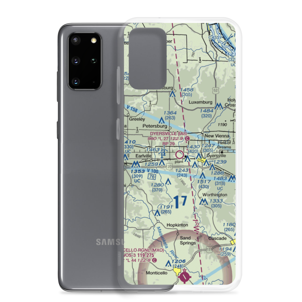 Dyersville Area Airport (IA8) VFR Sectional Samsung Case Samsung Galaxy S20 Plus model shown