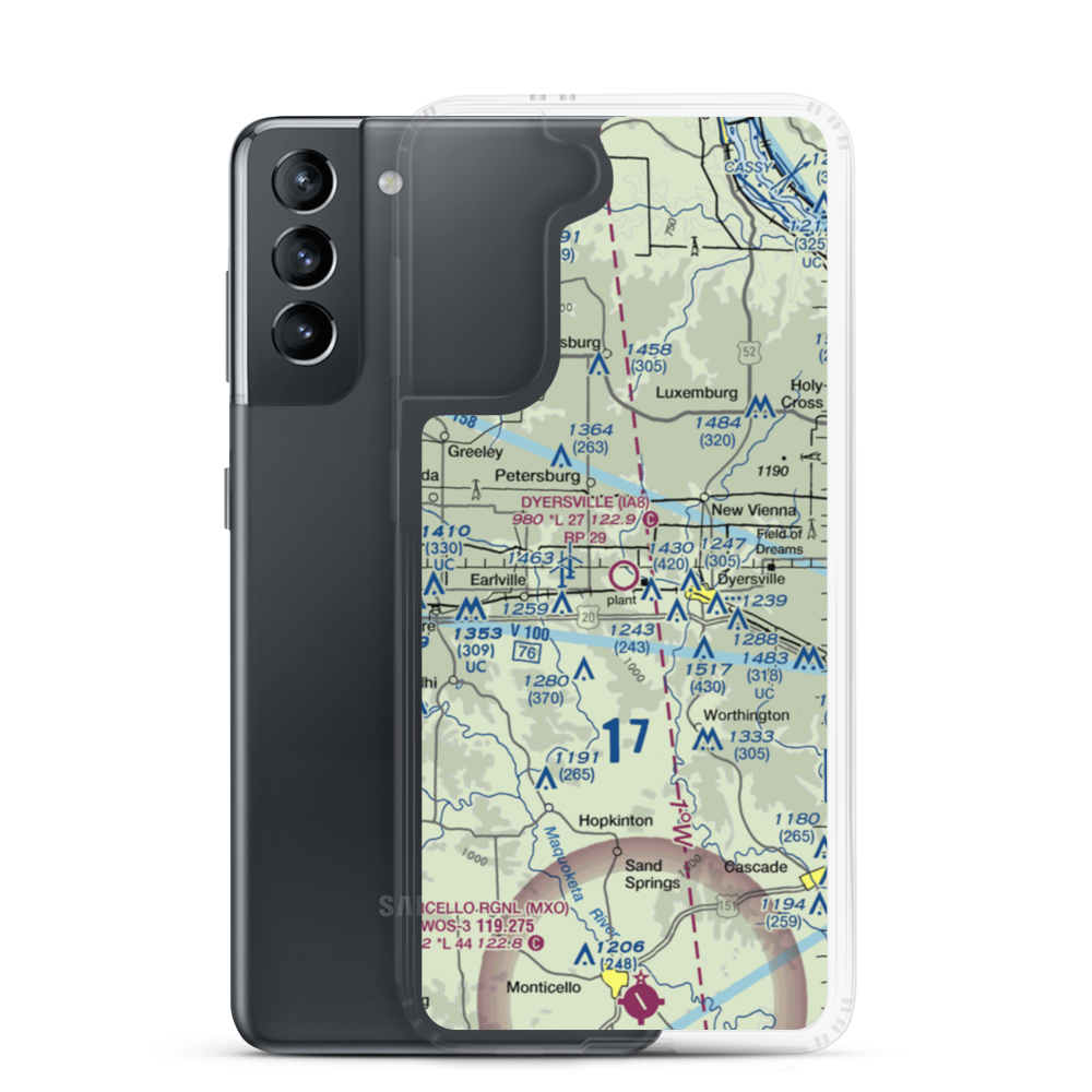 Dyersville Area Airport (IA80) VFR Sectional Samsung Case Samsung Galaxy S21 model shown