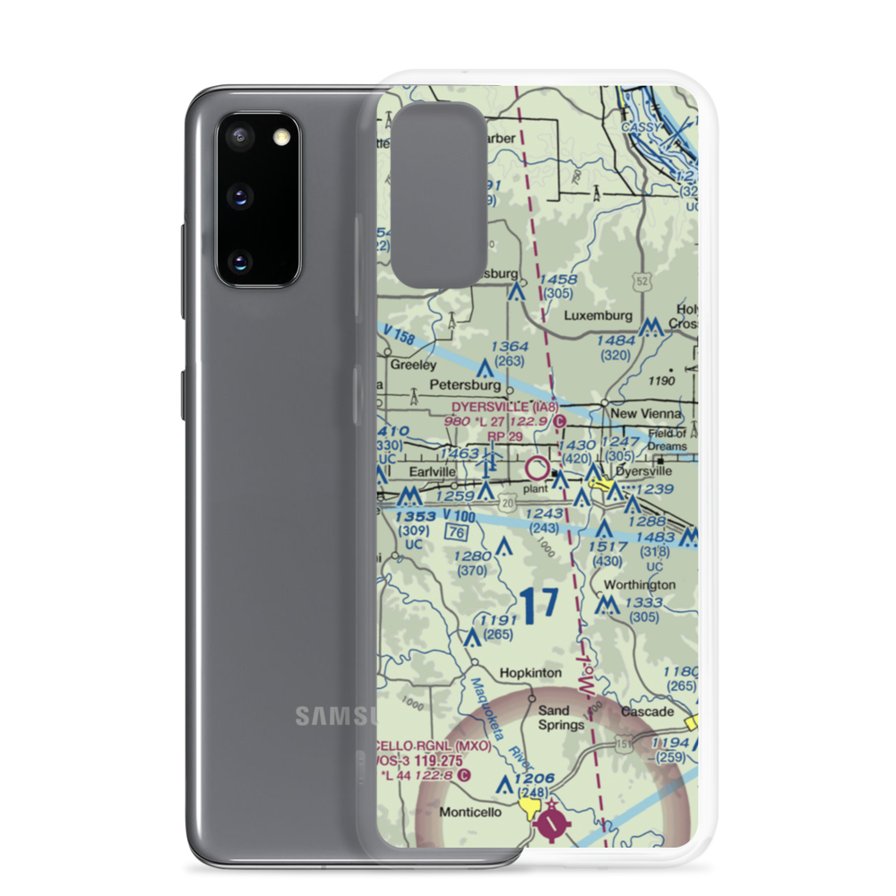 Dyersville Area Airport (IA80) VFR Sectional Samsung Case Samsung Galaxy S20 model shown