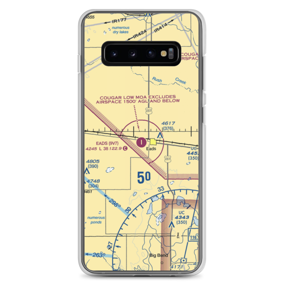 Eads Municipal Airport (9V7) VFR Sectional Samsung Case Samsung Galaxy S10+ model shown