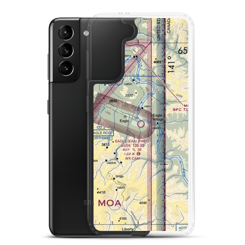 Eagle Airport (EAA) VFR Sectional Samsung Case Samsung Galaxy S21 Plus model shown