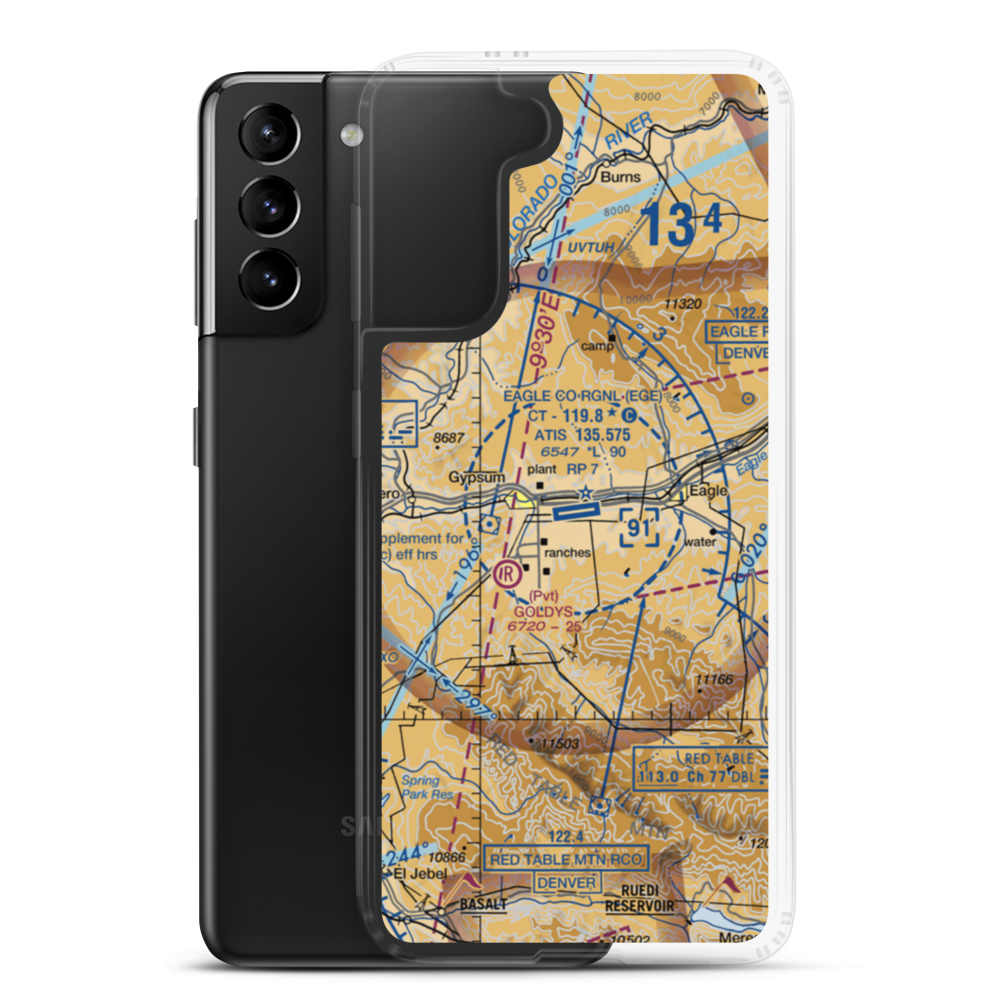 Eagle County Regional Airport (EGE) VFR Sectional Samsung Case Samsung Galaxy S21 Plus model shown