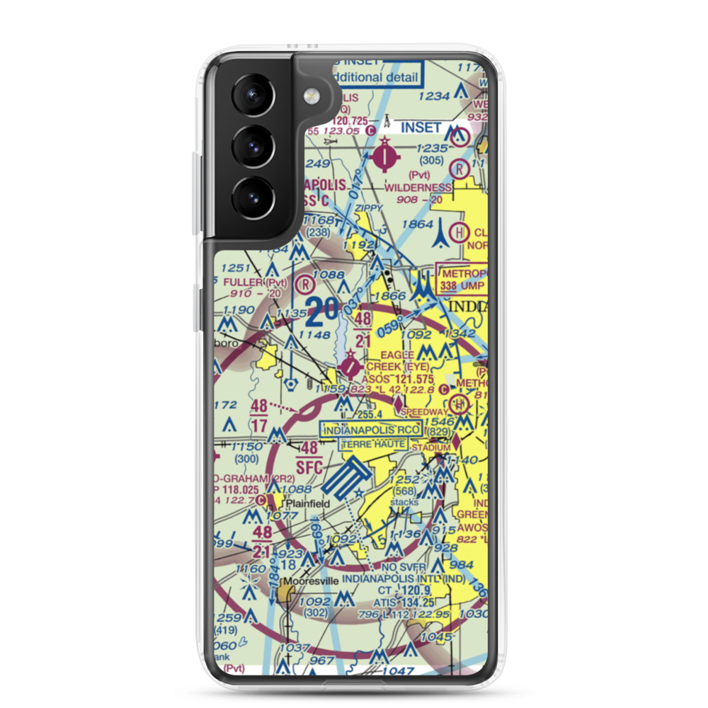 Eagle Creek Airpark (EYE) VFR Sectional Samsung Case Samsung Galaxy S21 Plus model shown