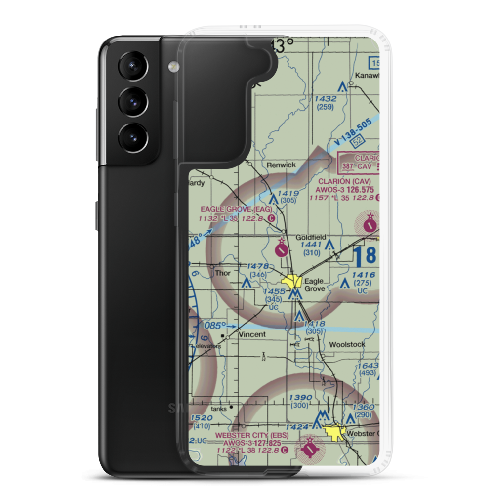 Eagle Grove Municipal Airport (EAG) VFR Sectional Samsung Case Samsung Galaxy S21 Plus model shown
