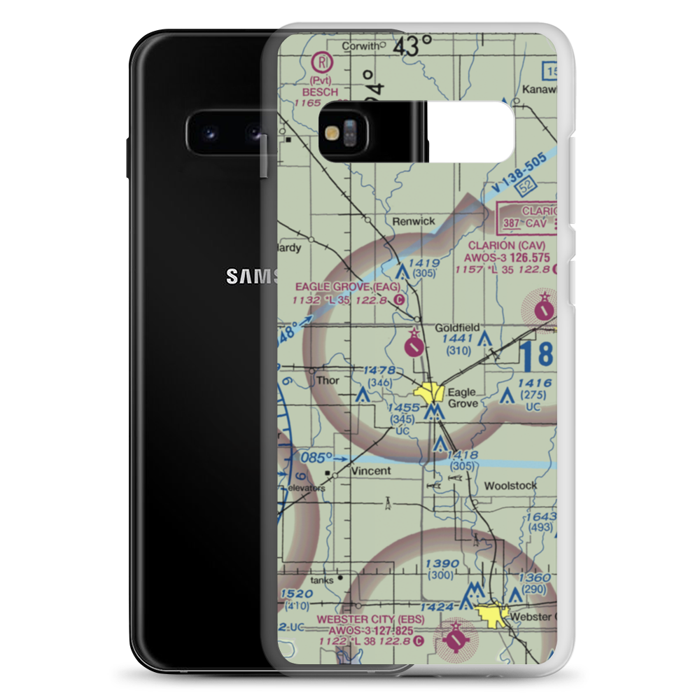 Eagle Grove Municipal Airport (EAG) VFR Sectional Samsung Case Samsung Galaxy S10+ model shown