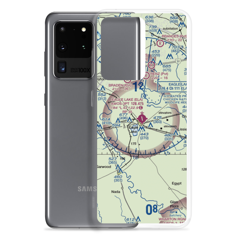 Eagle Lake Airport (ELA) VFR Sectional Samsung Case Samsung Galaxy S20 Ultra model shown
