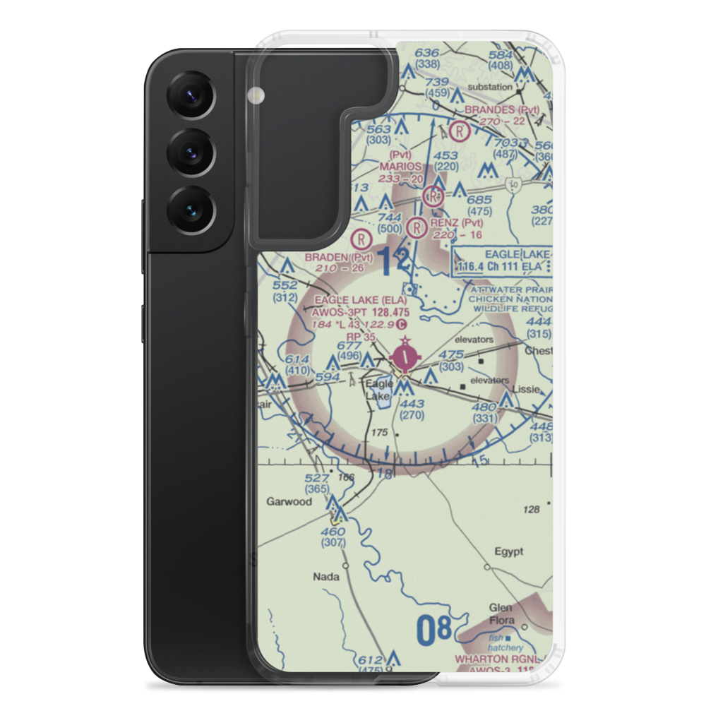 Eagle Lake Airport (ELA) VFR Sectional Samsung Case Samsung Galaxy S22 Plus model shown