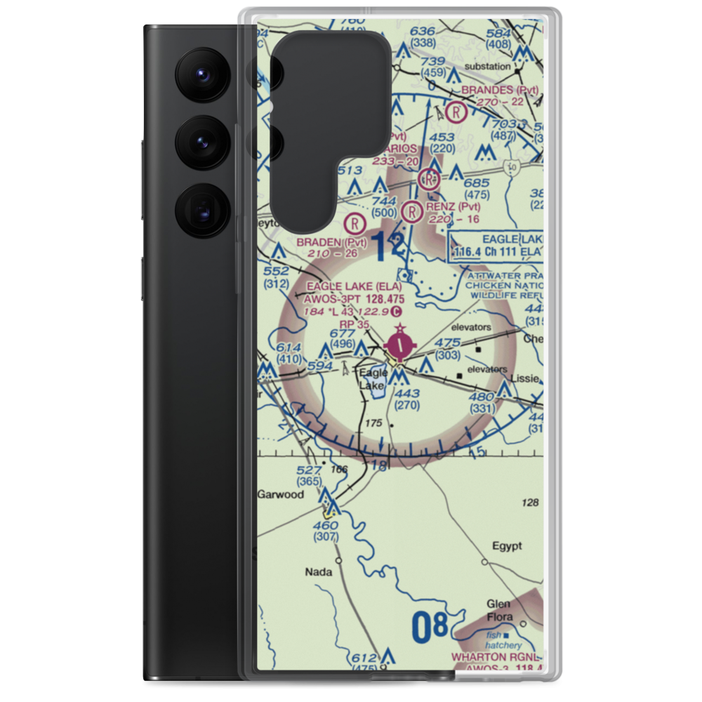 Eagle Lake Airport (ELA) VFR Sectional Samsung Case Samsung Galaxy S22 Ultra model shown