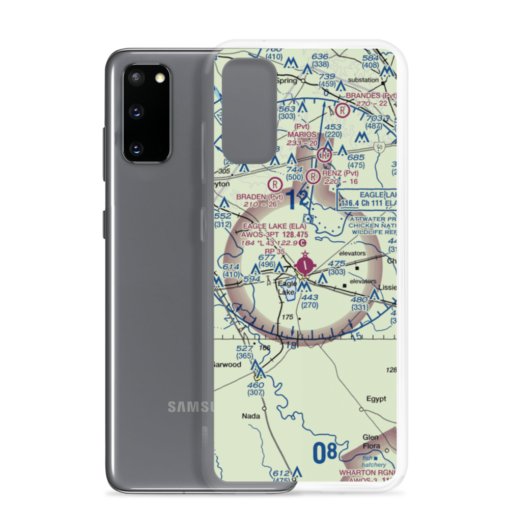 Eagle Lake Airport (ELA) VFR Sectional Samsung Case Samsung Galaxy S20 model shown