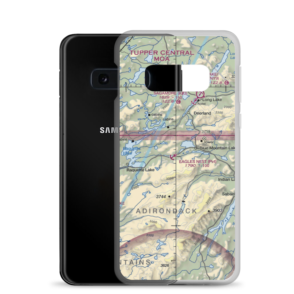 Eagle Nest Seaplane Base (NY61) VFR Sectional Samsung Case Samsung Galaxy S10e model shown