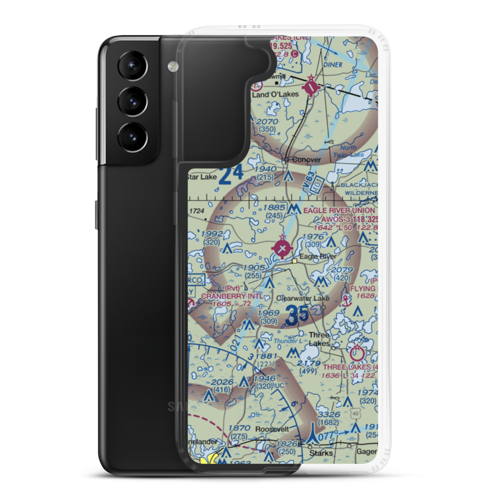 Eagle River Union Airport (EGV) VFR Sectional Samsung Case Samsung Galaxy S21 Plus model shown