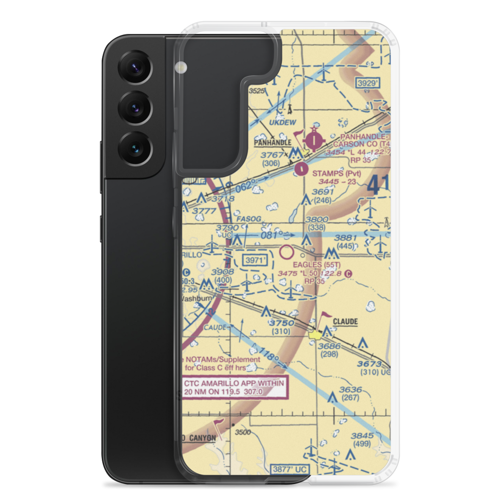 Eagles Aerodrome (55T) VFR Sectional Samsung Case Samsung Galaxy S22 Plus model shown