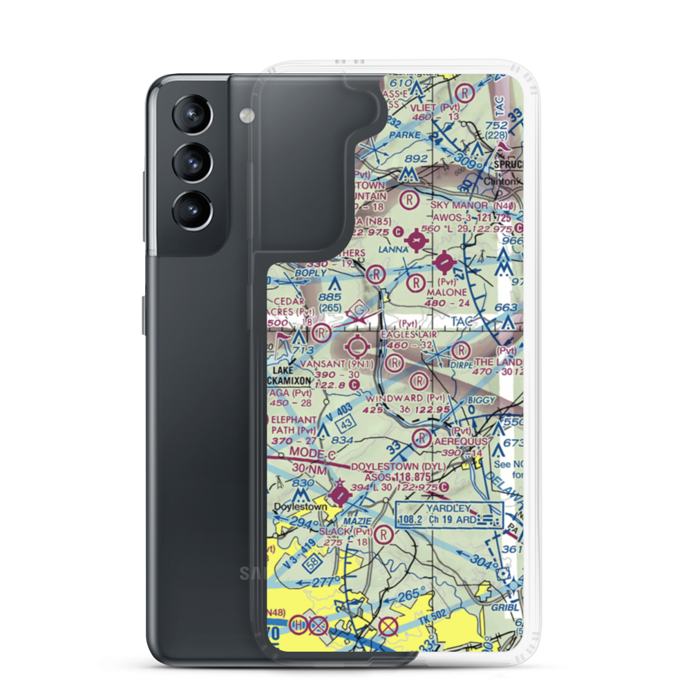 Eagles Lair Airport (NJ63) VFR Sectional Samsung Case Samsung Galaxy S21 model shown