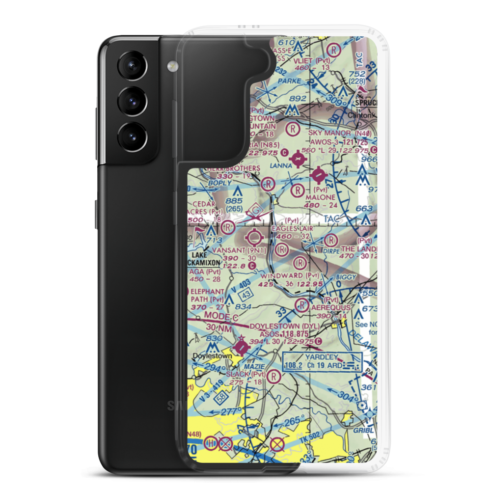 Eagles Lair Airport (NJ63) VFR Sectional Samsung Case Samsung Galaxy S21 Plus model shown