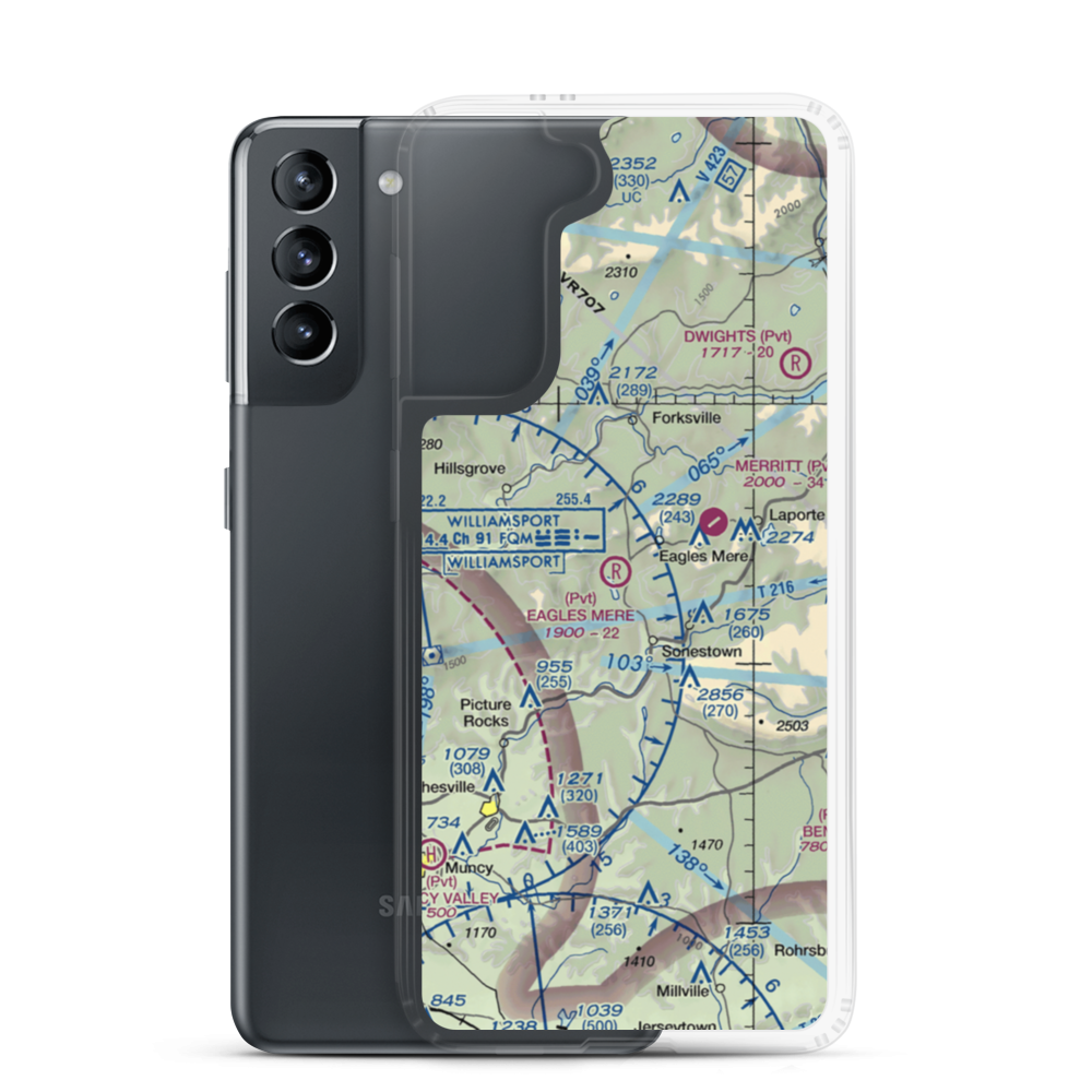 Eagles Mere Field Airport (40PN) VFR Sectional Samsung Case Samsung Galaxy S21 model shown