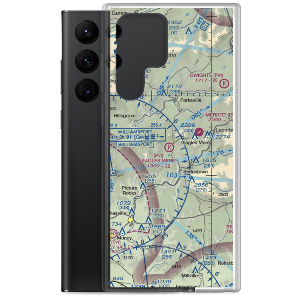 Eagles Mere Field Airport (40PN) VFR Sectional Samsung Case Samsung Galaxy S22 Ultra model shown