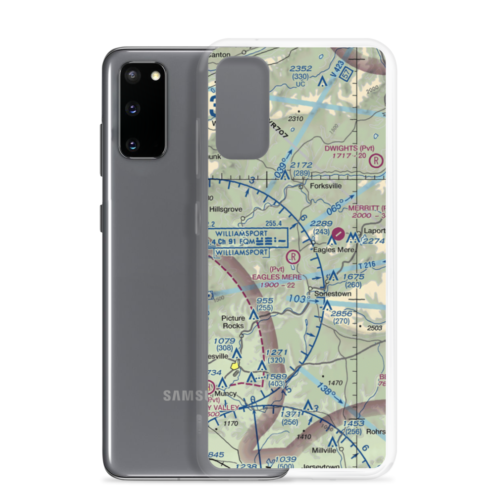 Eagles Mere Field Airport (40PN) VFR Sectional Samsung Case Samsung Galaxy S20 model shown