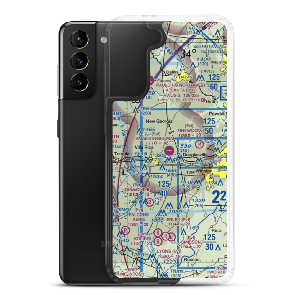 Earl L. Small Jr. Field/Stockmar Airport (20GA) VFR Sectional Samsung Case Samsung Galaxy S21 Plus model shown