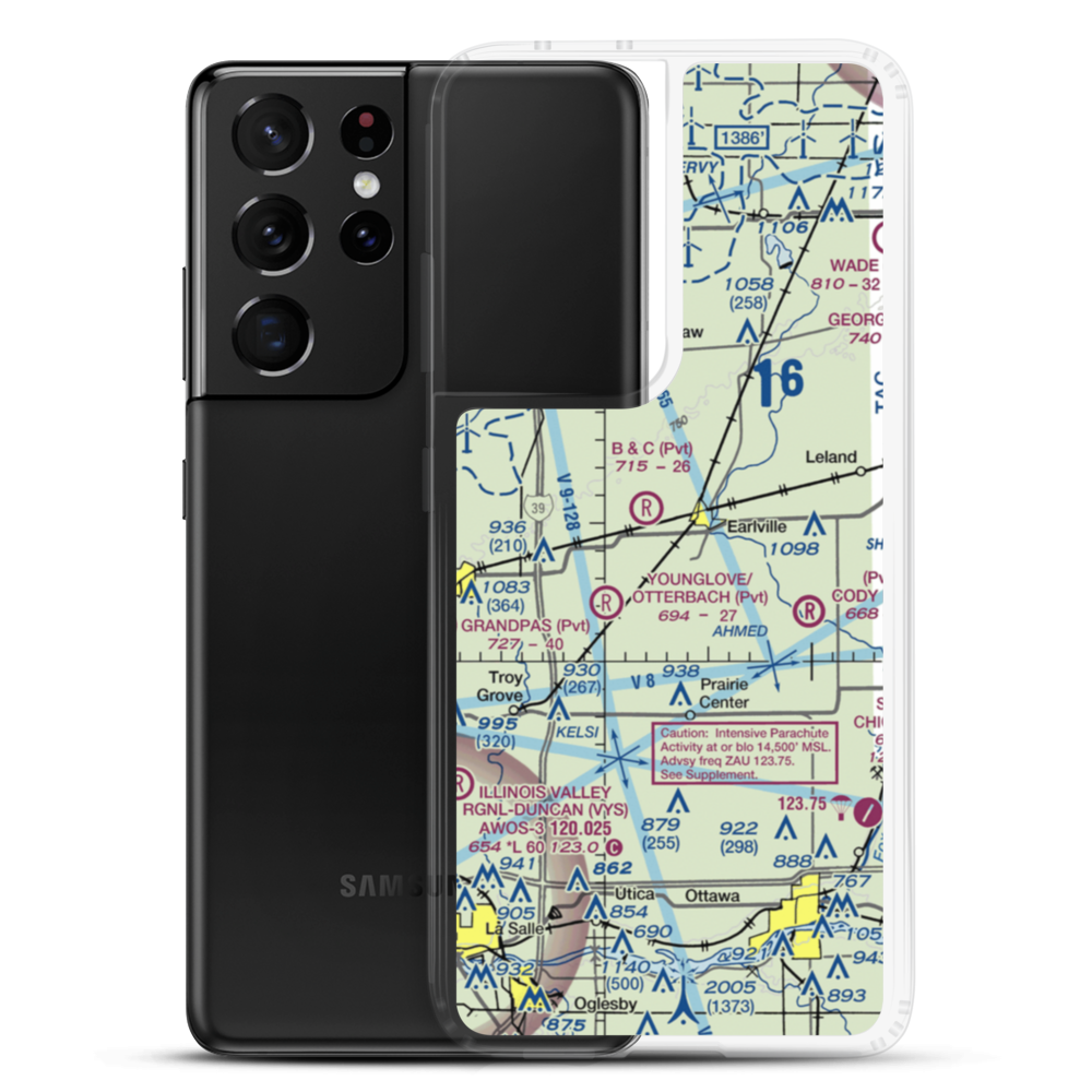 Earlville Airport (C94) VFR Sectional Samsung Case Samsung Galaxy S21 Ultra model shown