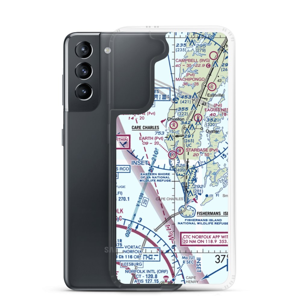 Earth Airport (VG39) VFR Sectional Samsung Case Samsung Galaxy S21 model shown