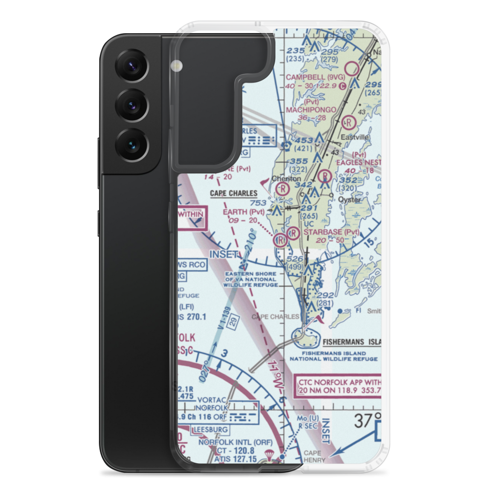 Earth Airport (VG39) VFR Sectional Samsung Case Samsung Galaxy S22 Plus model shown