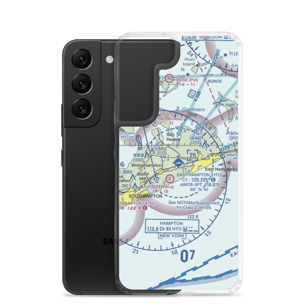 East Hampton Airport (HTO) VFR Sectional Samsung Case Samsung Galaxy S22 model shown