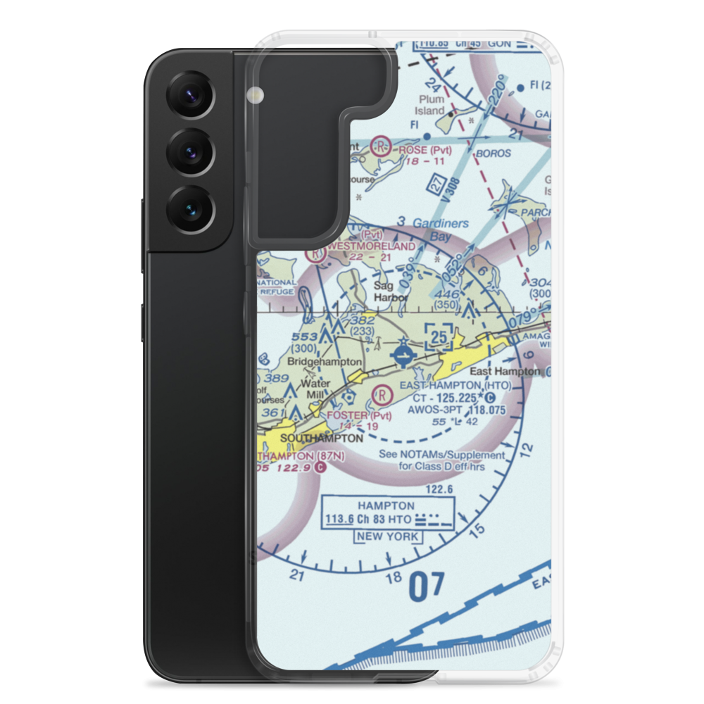 East Hampton Airport (HTO) VFR Sectional Samsung Case Samsung Galaxy S22 Plus model shown