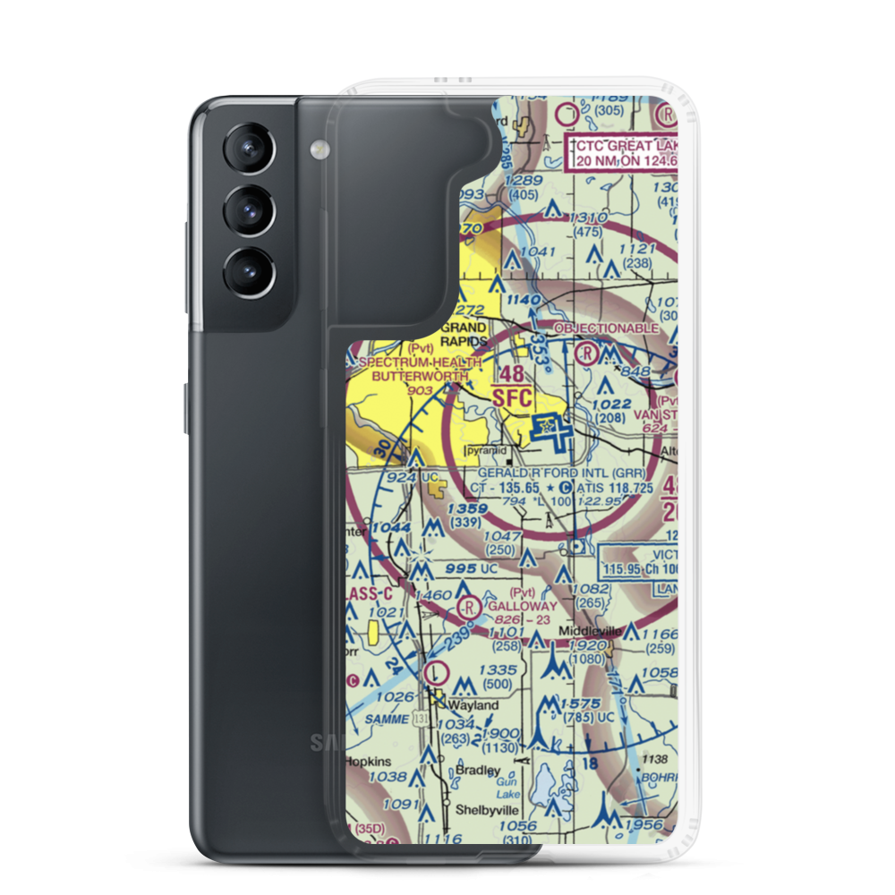 East-West Paris Airport (14MI) VFR Sectional Samsung Case Samsung Galaxy S21 model shown