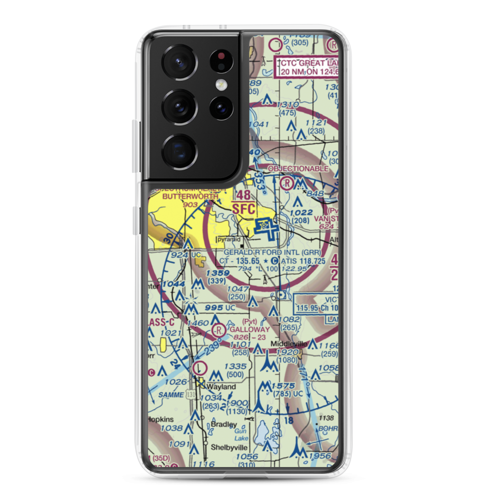 East-West Paris Airport (14MI) VFR Sectional Samsung Case Samsung Galaxy S21 Ultra model shown