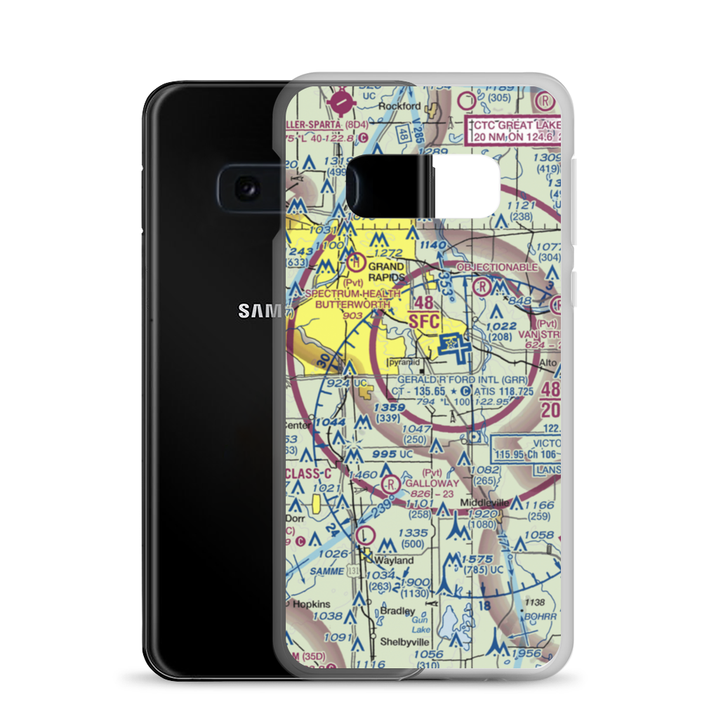 East-West Paris Airport (14MI) VFR Sectional Samsung Case Samsung Galaxy S10e model shown
