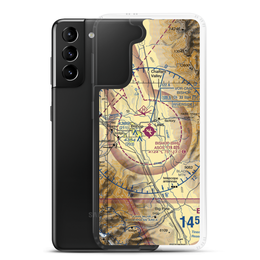 Eastern Sierra Regional Airport (BIH) VFR Sectional Samsung Case Samsung Galaxy S21 Plus model shown