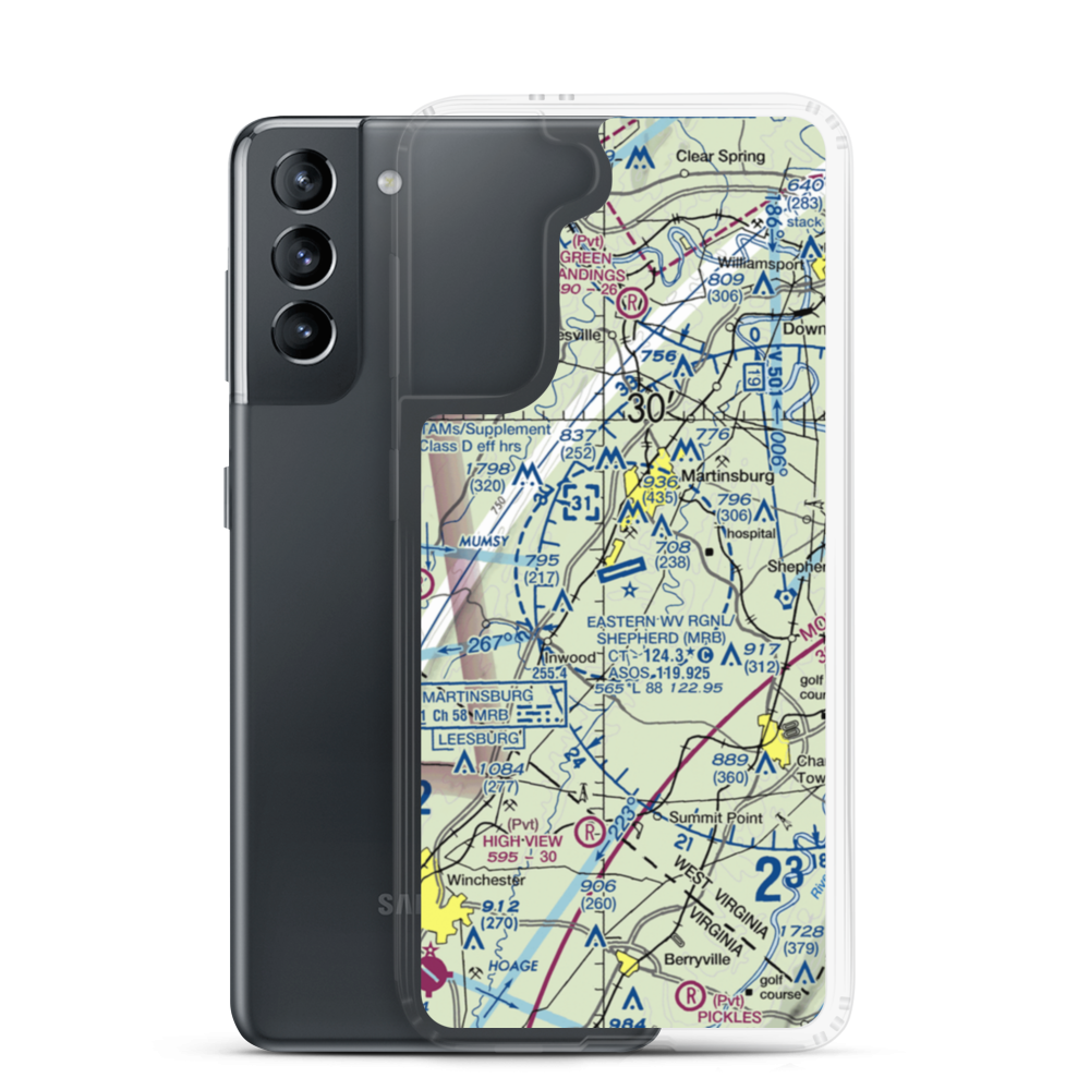 Eastern WV Regional Airport/Shepherd Field (MRB) VFR Sectional Samsung Case Samsung Galaxy S21 model shown