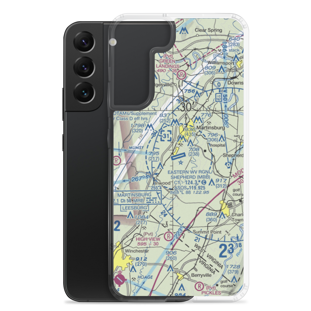 Eastern WV Regional Airport/Shepherd Field (MRB) VFR Sectional Samsung Case Samsung Galaxy S22 Plus model shown