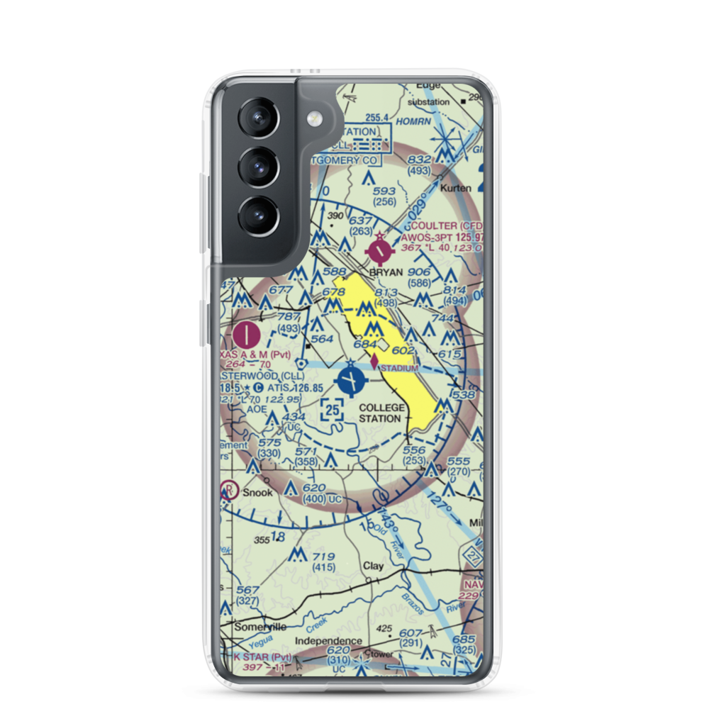 Easterwood Field (CLL) VFR Sectional Samsung Case Samsung Galaxy S21 model shown