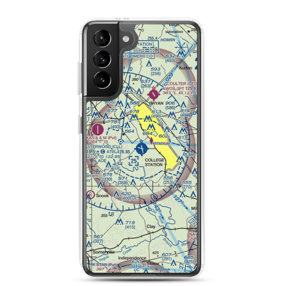 Easterwood Field (CLL) VFR Sectional Samsung Case Samsung Galaxy S21 Plus model shown