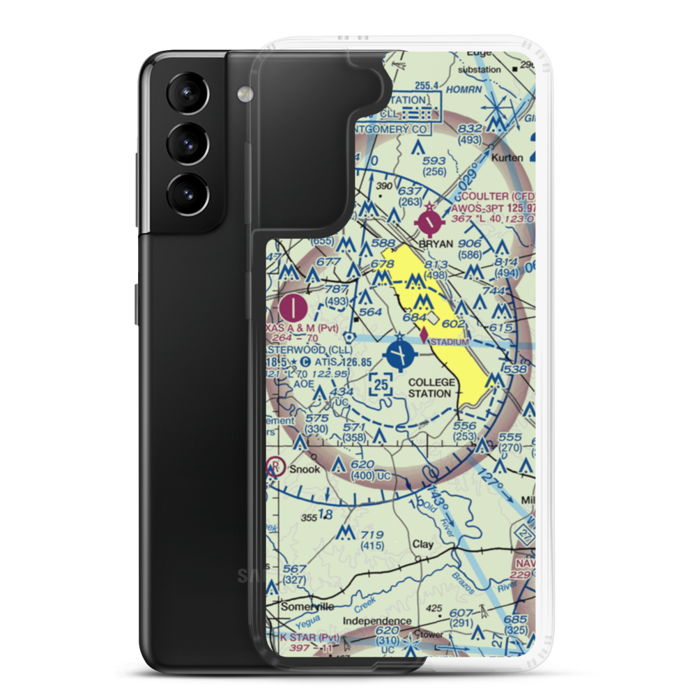 Easterwood Field (CLL) VFR Sectional Samsung Case Samsung Galaxy S21 Plus model shown