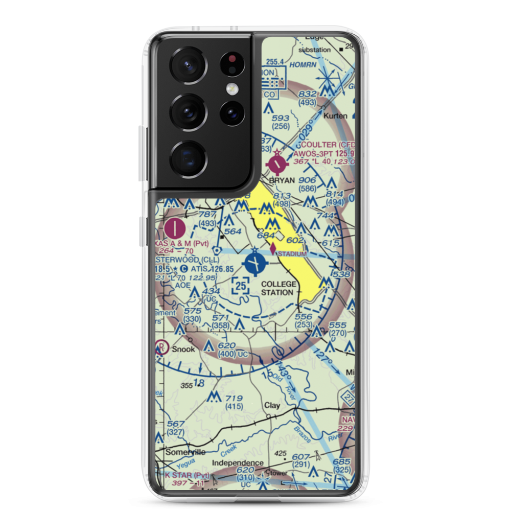 Easterwood Field (CLL) VFR Sectional Samsung Case Samsung Galaxy S21 Ultra model shown
