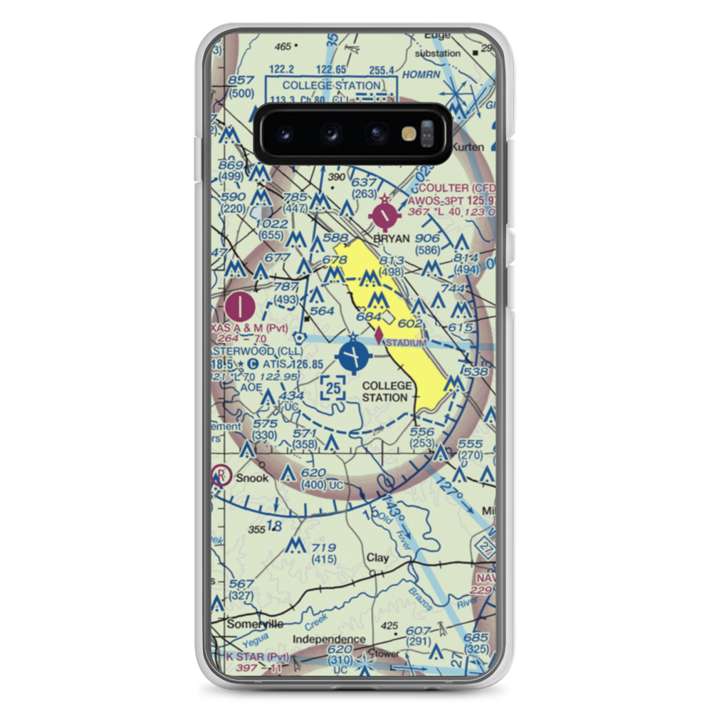 Easterwood Field (CLL) VFR Sectional Samsung Case Samsung Galaxy S10+ model shown