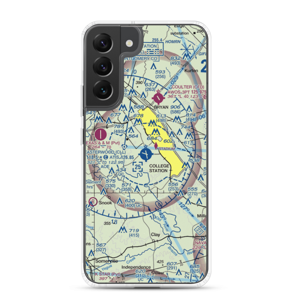 Easterwood Field (CLL) VFR Sectional Samsung Case Samsung Galaxy S22 Plus model shown